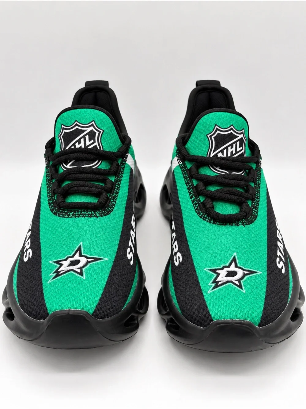 Dallas Stars Fan Athletic Sneakers Green Black Men's US 6.5 Slip On Size 39